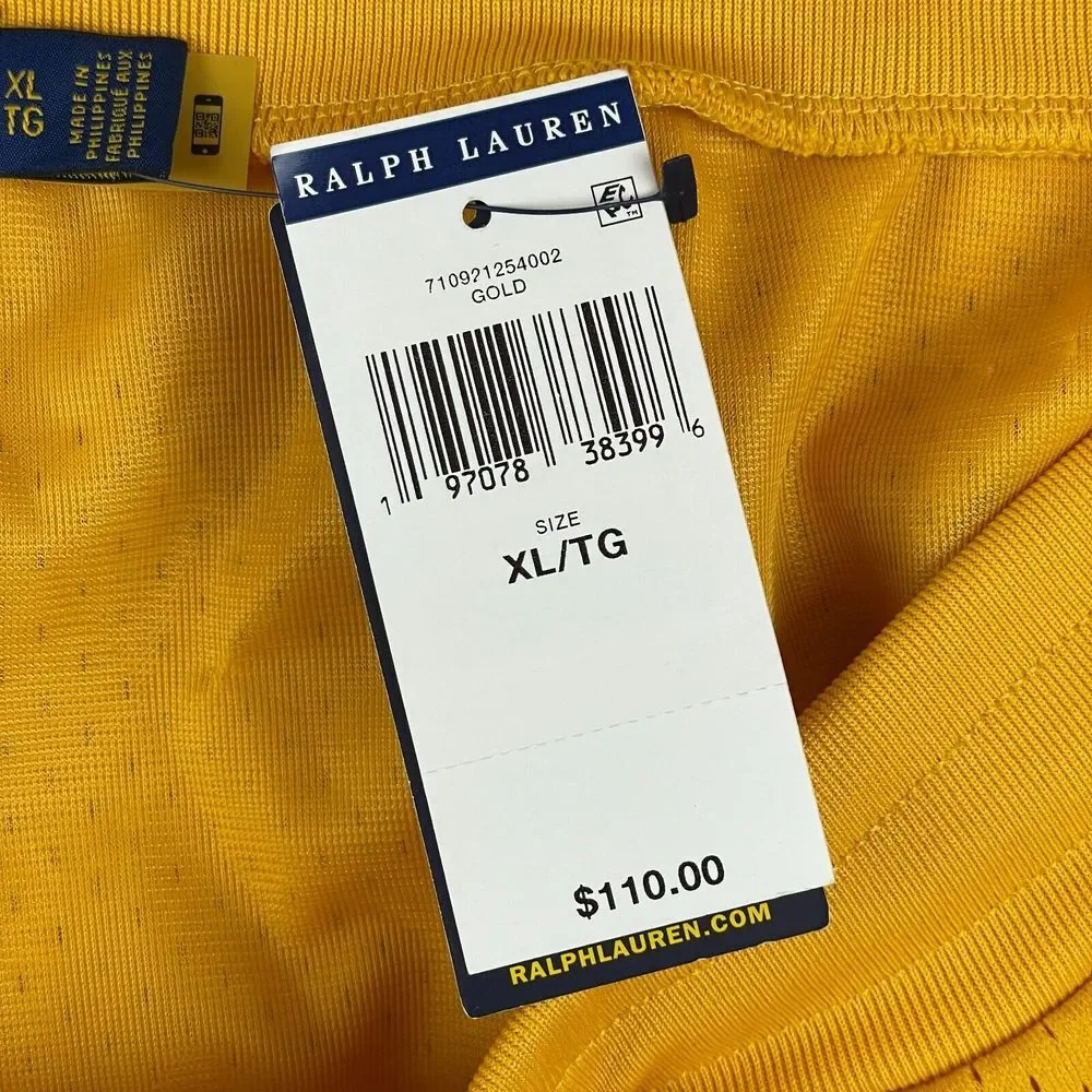 Polo Ralph Lauren Shorts Men XL Yellow Polo Track Team 067 Mesh Pockets NWT $110
